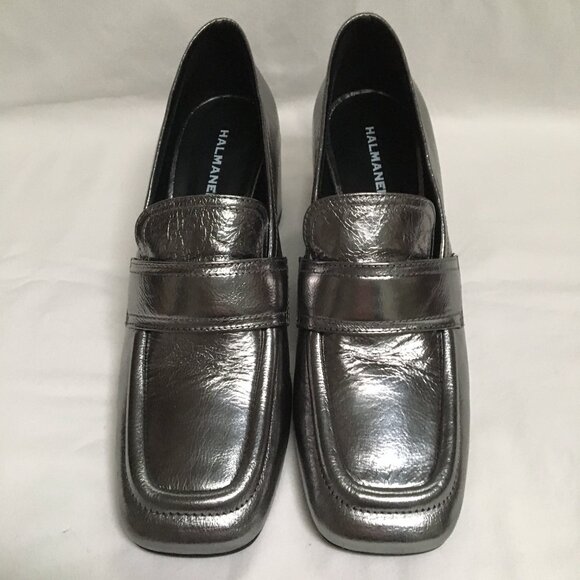 Square toe silver Halamaner loafer, s38, NWT - Picture 2 of 10